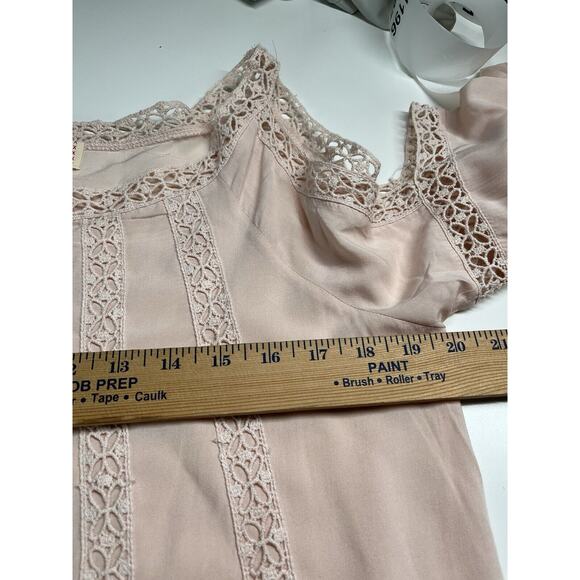 Luna Moon Top Medium Cold Shoulder Long Sleeve Crochet Pink Boho Beach Blouse - Picture 10 of 13